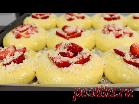 ВАТРУШКИ с нежным домашним пудингом и ароматной свежей клубникой - их приготовит каждая хозяйка!