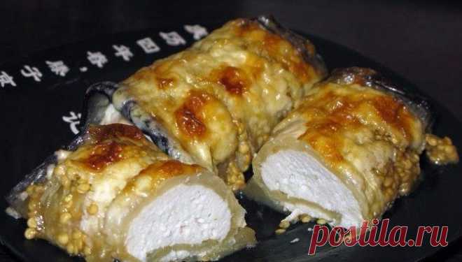 РУЛЕТИКИ ИЗ БАКЛАЖАНОВ И КУРИНОГО ФИЛЕ