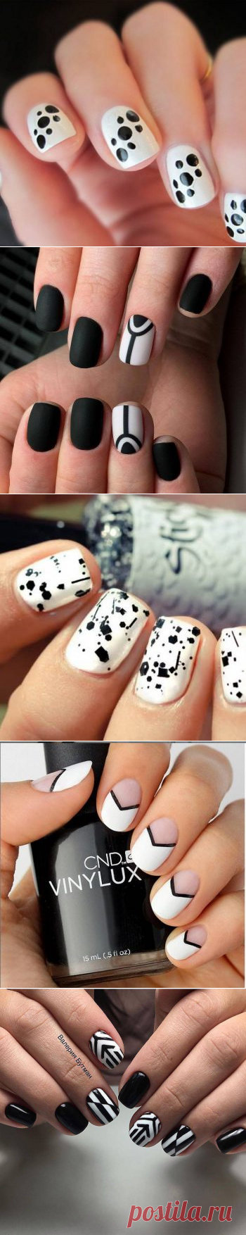 Черно-белый маникюр 2019: 100 фото оригинальных идей