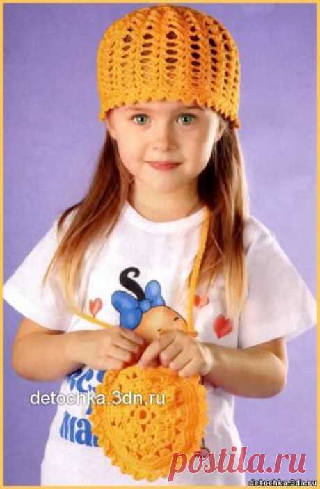 Вязаная детская панама и сумочка - Вязание шляпок для девочки - Вязание девочкам - Вязание для малышей - Вязание для детей. Вязание спицами, крючком для малышей