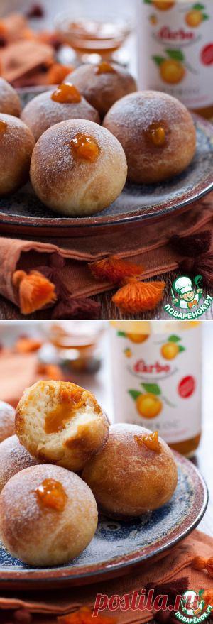 Мини-пончики с абрикосовым конфитюром - кулинарный рецепт