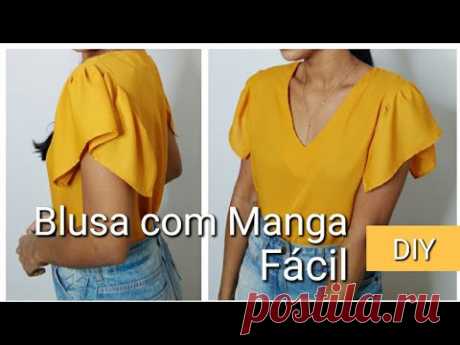 Blusa com manga Fácil! com Retalho 50cm de crepe DIY