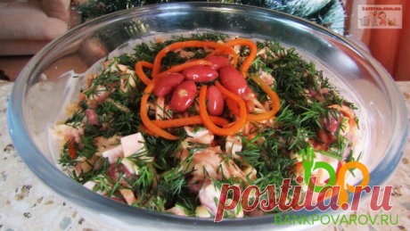 Салат с ветчиной, фасолью и морковью по-корейски