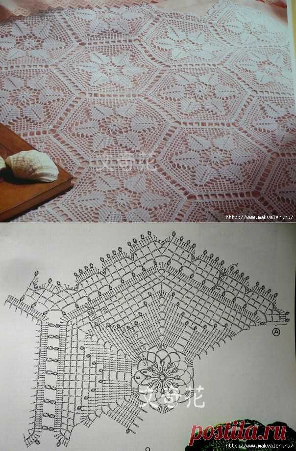 Скатерть крючком + схемы.