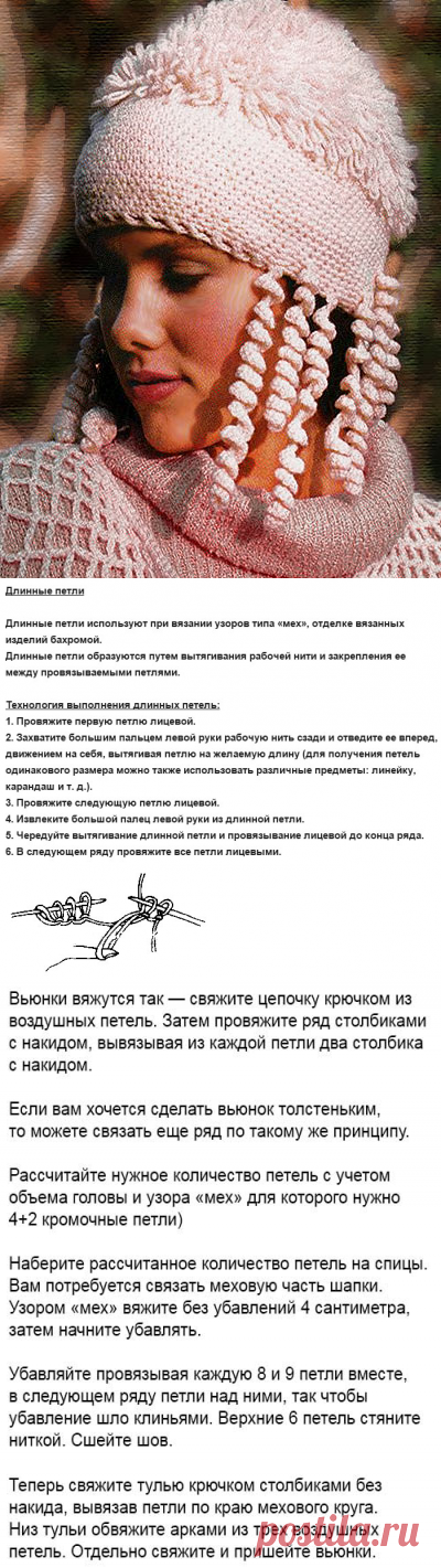 Вязаная зимняя шапка с имитацией меха | Елена Вязалочка