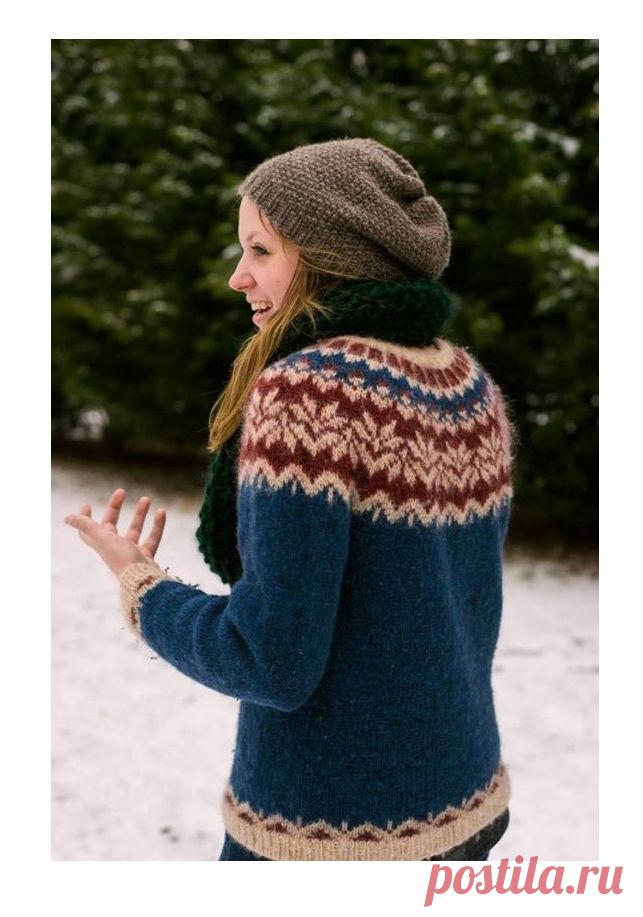 Круговая кокетка с жаккардовым орнаментом — очаровательный элемент вязаной одежды - Ярмарка Мастеров - ручная работа, handmade