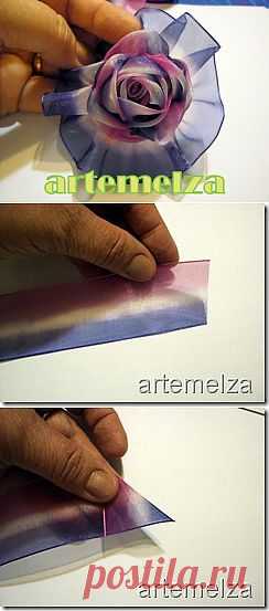ARTEMELZA - Arte e Artesanato: Flor de fita - rosa | ribbon flower - rose