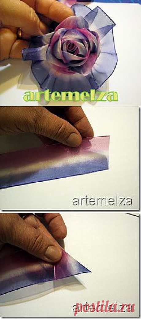 ARTEMELZA - Arte e Artesanato: Flor de fita - rosa | ribbon flower - rose