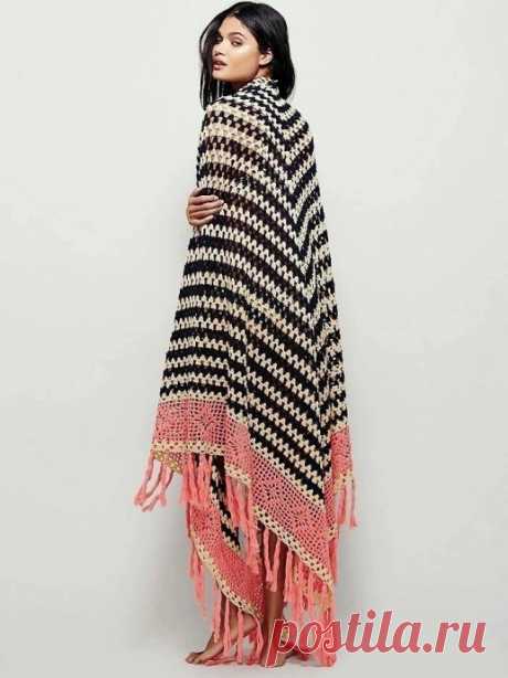Шаль от Free people. Вязание крючком, схемы примерные.