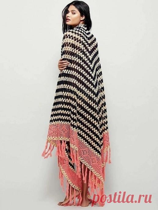 Шаль от Free people. Вязание крючком, схемы примерные.