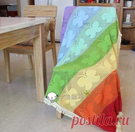 Плед филейным узором бабочки. Яркий детский плед крючком схема | Я Хозяйка