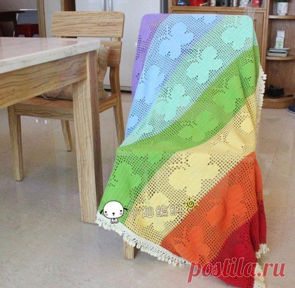 Плед филейным узором бабочки. Яркий детский плед крючком схема | Я Хозяйка