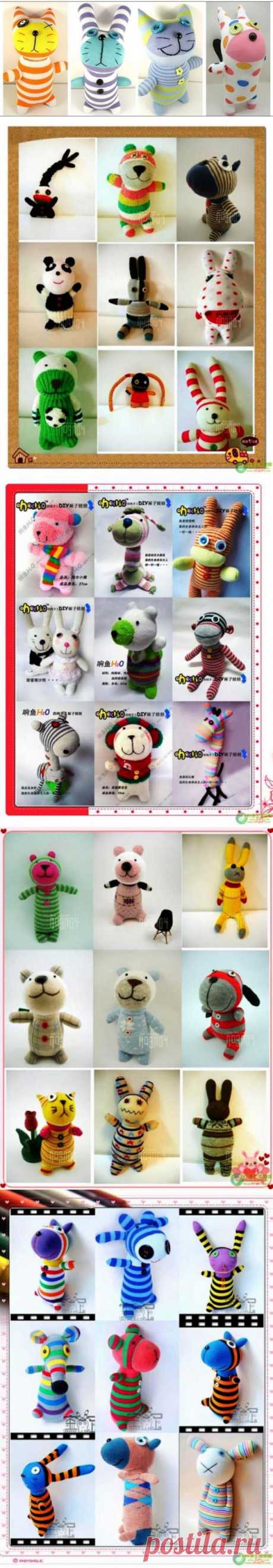 Игрушки из носков. Много.