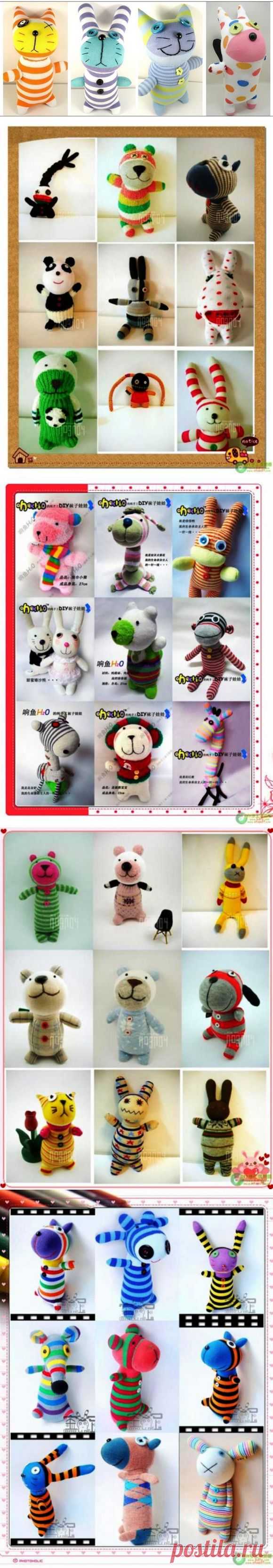 Игрушки из носков. Много.