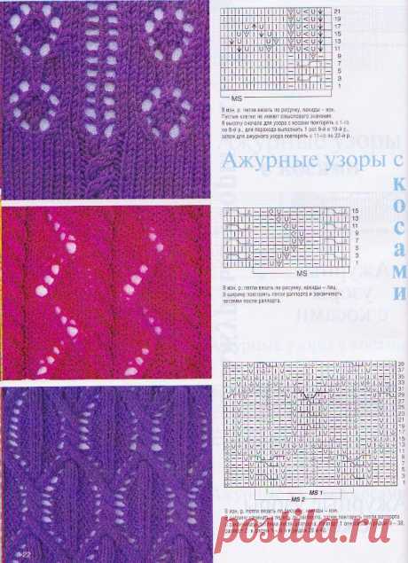 Хозяйка - Схема бесплатно Ажурные Узоры с косами - вязание спицами