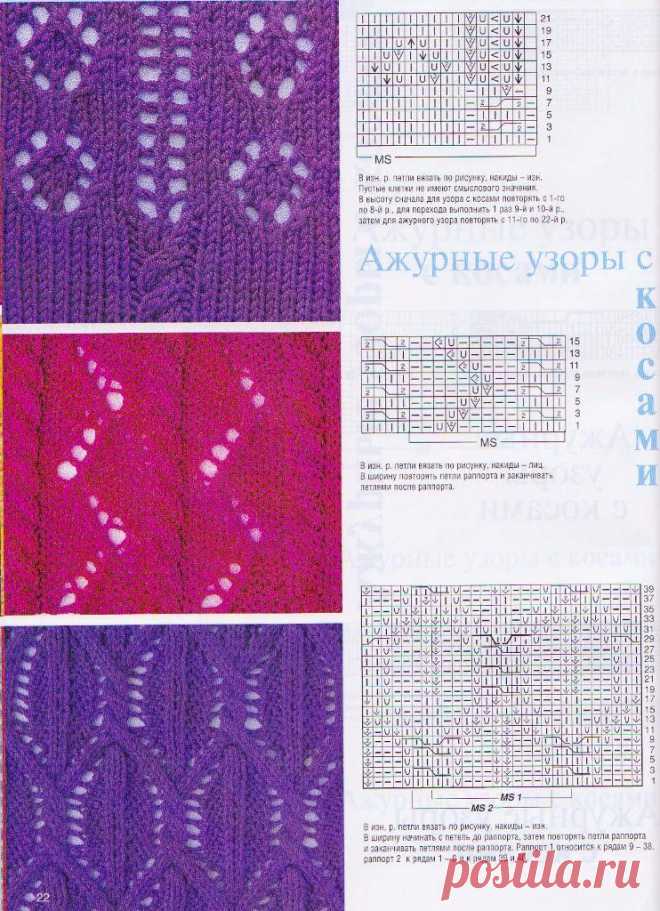 Хозяйка - Схема бесплатно Ажурные Узоры с косами - вязание спицами