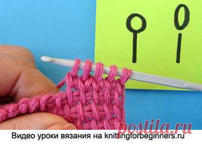 Начинаем вязать – Видео уроки вязания » “Простой тунисский столбик с воздушной петлёй в вершине” – Тунисское вязание – Урок №46