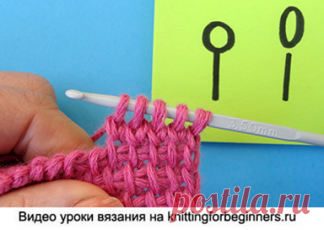 Начинаем вязать – Видео уроки вязания » “Простой тунисский столбик с воздушной петлёй в вершине” – Тунисское вязание – Урок №46