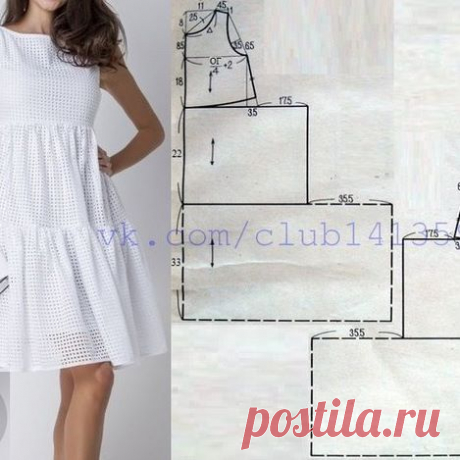 Платье с завышенной линией талии и ярусной юбкой
#выкройка #платье #летнее