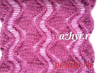 Ажурный узор с распущенными петлями
Ажурный узор зигзаг спицами — Схема и описание
Узор для вязания летних женских блузок, туник, пуловеров или кардиганов. Так же хорошо подходит для вязания легких ажурных шалей, палантинов, накидок из мохера или тонкой шерсти.
В рапорте рисунка 12 петель + 2 кромочные. Вязать с 1-18 ряд, затем повторять ряды в этой же последовательности.
На схеме показаны лицевые и изнаночные ряды. Лицевые ряды — нечетные числа, вязать справа налево, изнаночные -четные, вязать