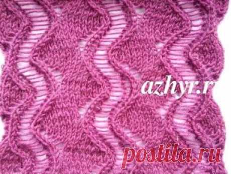 Ажурный узор с распущенными петлями
Ажурный узор зигзаг спицами — Схема и описание
Узор для вязания летних женских блузок, туник, пуловеров или кардиганов. Так же хорошо подходит для вязания легких ажурных шалей, палантинов, накидок из мохера или тонкой шерсти.
В рапорте рисунка 12 петель + 2 кромочные. Вязать с 1-18 ряд, затем повторять ряды в этой же последовательности.
На схеме показаны лицевые и изнаночные ряды. Лицевые ряды — нечетные числа, вязать справа налево, изнаночные -четные, вязать