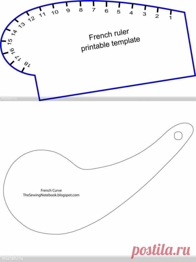 Выкройки лекала для построения кривых линий на выкройке