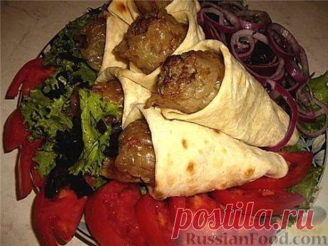 Рецепт: Люля-кебаб в лаваше (по алма-атински) на RussianFood.com