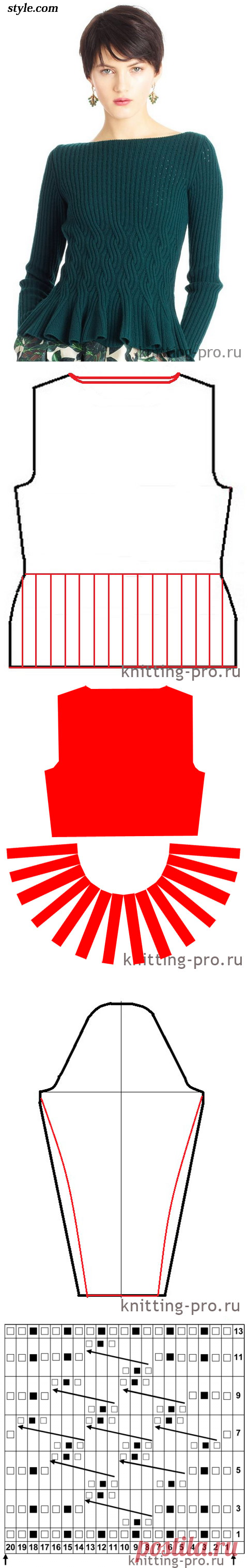 Пуловер с баской от Оскар де ла Рента - knitting-pro.ru - От азов к мастерству
