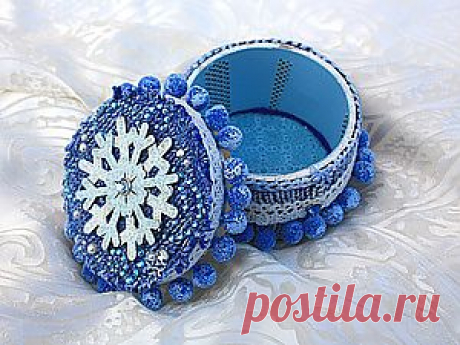 &quot;Вязаная&quot; шкатулка из бобины от скотча - Ярмарка Мастеров - ручная работа, handmade