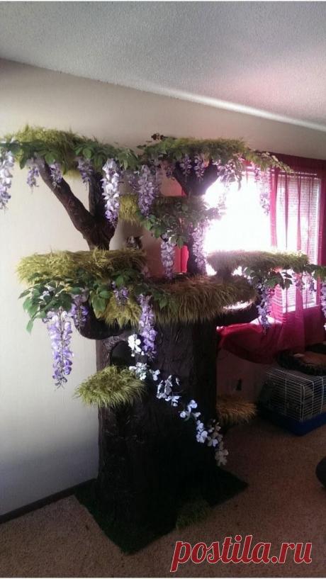 Шикарный домик для кошки, сделанный из подручных материалов — Своими руками