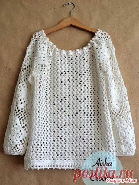Этно-стиль. Белая ажурная кофточка. - Все в ажуре... (вязание крючком) - Страна Мам