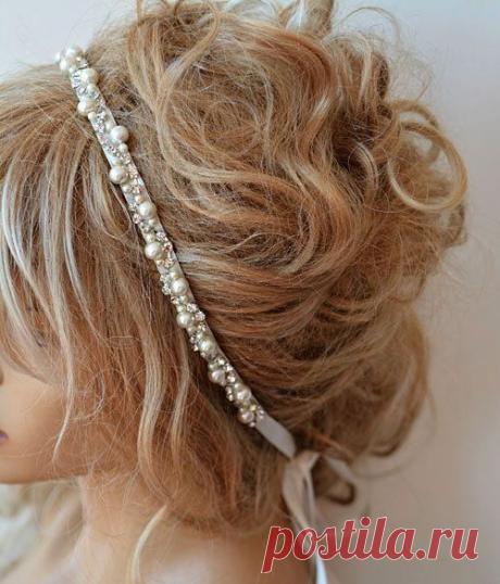 Düğün kafa bandı Rhinestone ve İnci ADbrdal tarafından Gelin Headband