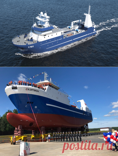2019 июль. ОАО «Ленинградский судостроительный завод «Пелла» (ЛСЗ) спустил на воду средний рыболовный морозильный траулер «Скорпион» — головное судно проекта 1701