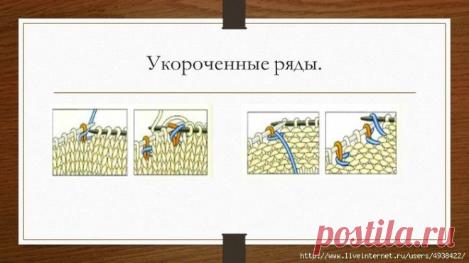 Способ вязания укороченных рядов - "Оберни и поверни"