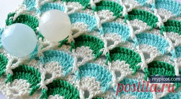 Узор "веерочки" крючком