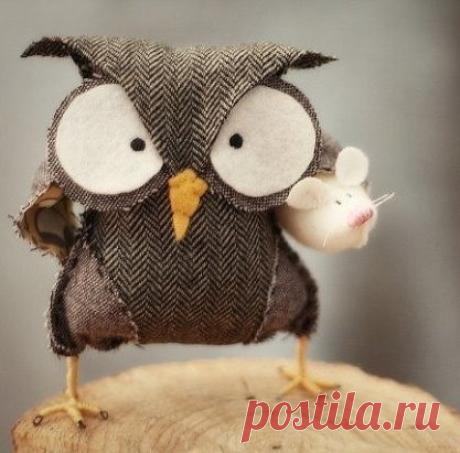 Грозная совушка из лоскутов