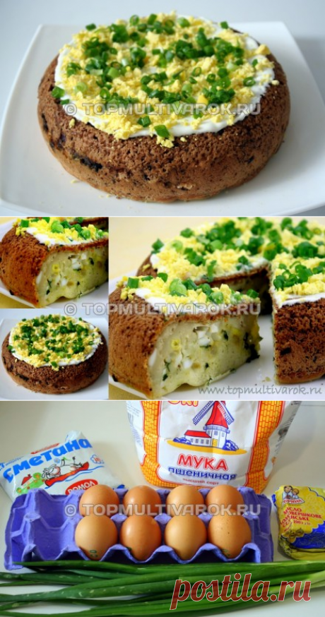 Пирог с яйцами и зеленым луком в мультиварке - пошаговый фото-рецепт