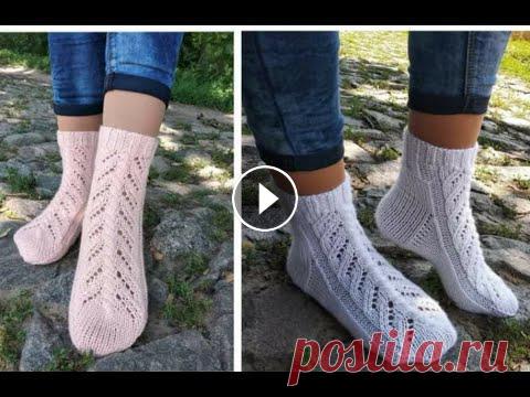 Ажурные носочки спицами для начинающих Подробный простой мастер-класс ажурных носочков спицами для начинающих!Берите спицы, пряжу и начинайте вязать! У вас все получится!!Использовала пряжу...