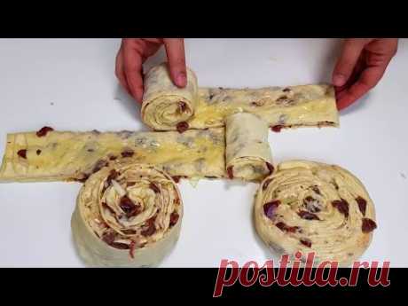 Мягкая слоистая Лепёшка с мясом  все просто и быстро