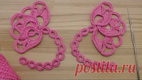 Вязание крючком  БУТОН ЦВЕТКА - мотив для ирландского кружева  crochet irish lace
