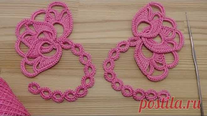 Вязание крючком  БУТОН ЦВЕТКА - мотив для ирландского кружева  crochet irish lace