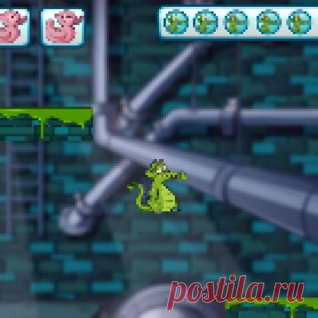 Игра Прогулка с крокодилом онлайн для детей 3-4-5-6-7 лет бесплатно «Прогулка с крокодилом» – увлекательная флеш бродилка, в которой вы снова повстречаетесь со своим любимцем крокодилом Свомпи. Для начала изучите карту, где красными кружками намечены точки, которые необходимо посетить. Как обычно, по дороге надо собирать всех уточек и уворачиваться от попадающихся насекомых.