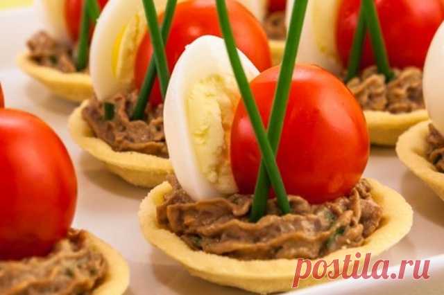 Тарталетки с печеночным муссом и перепелиными яйцами — Д а ч а
