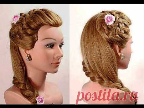 Легкая  на каждый день: цветок из волос. Braided flower summer hairstyle - YouTube