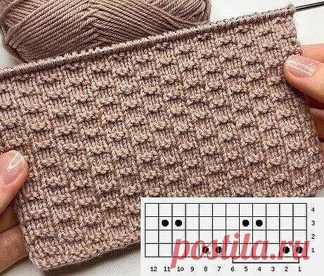 Простой, но красивый узор.
На фоне лицевой глади изнаночные петли.