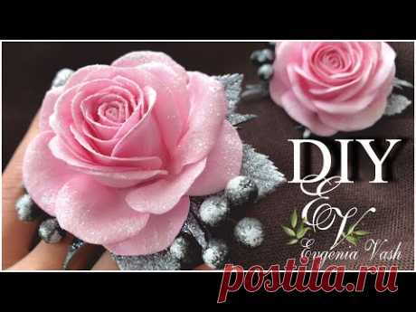 заснеженная РОЗА с черной рябиной | УКРАШЕНИЕ для волос | Новый год | Flowers with your own hands