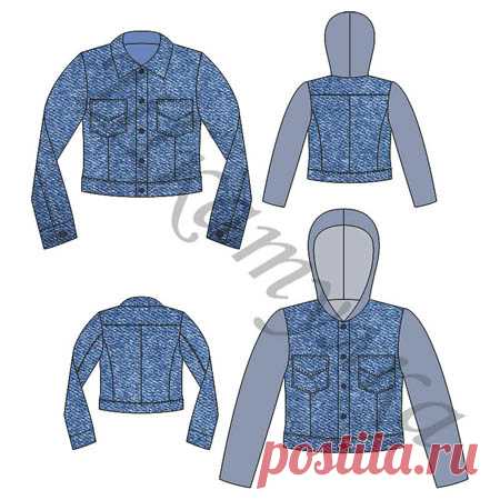 Выкройка короткой джинсовой куртки 2 в 1
