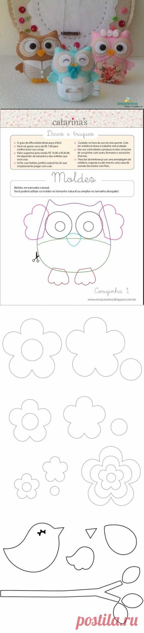 Совушки и другие игрушки из фетра. мастер-класс.шаблоны