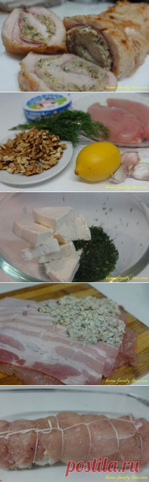 Рулет из куриного филе/Сайт с пошаговыми рецептами с фото для тех кто любит готовить