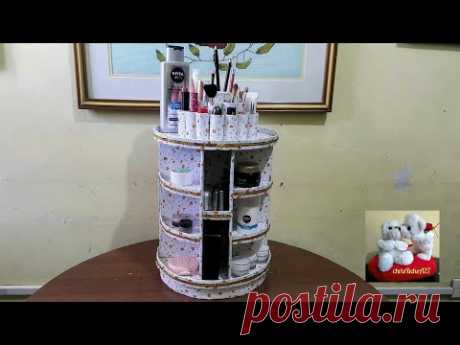DIY# 89 Rotating Cosmetic/Makeup Organizer With My Own Idea Rotating Base Without Stick - YouTube